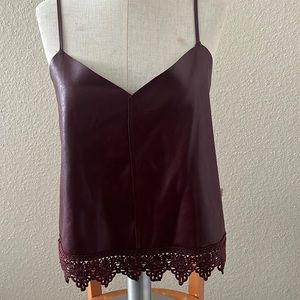 Top wine color size S material 50% PU 60% polyester